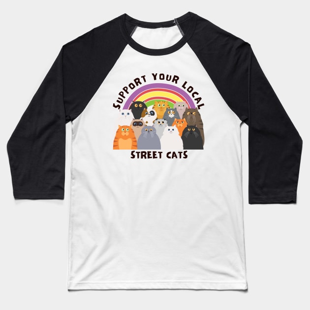 Street Cats Baseball T-Shirt by Sruthi